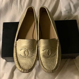 Gold Chanel shoes
